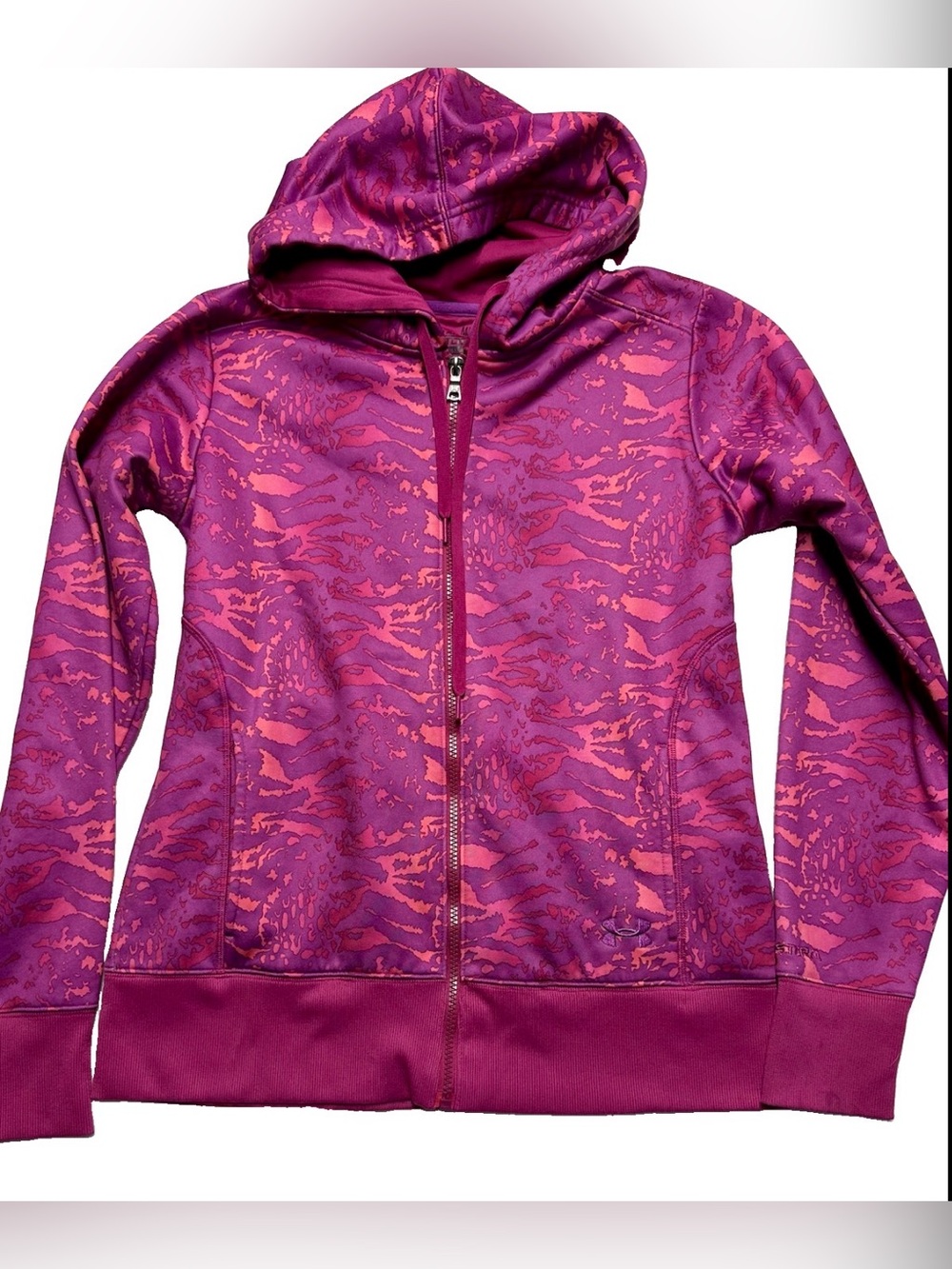 Under Armour UA Storm Womens M Pink Purple Print Fleece Full Zip Hoodie